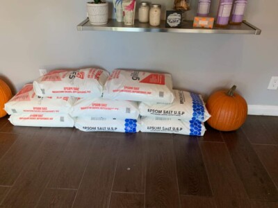 Bags of epsom salt kept handy.